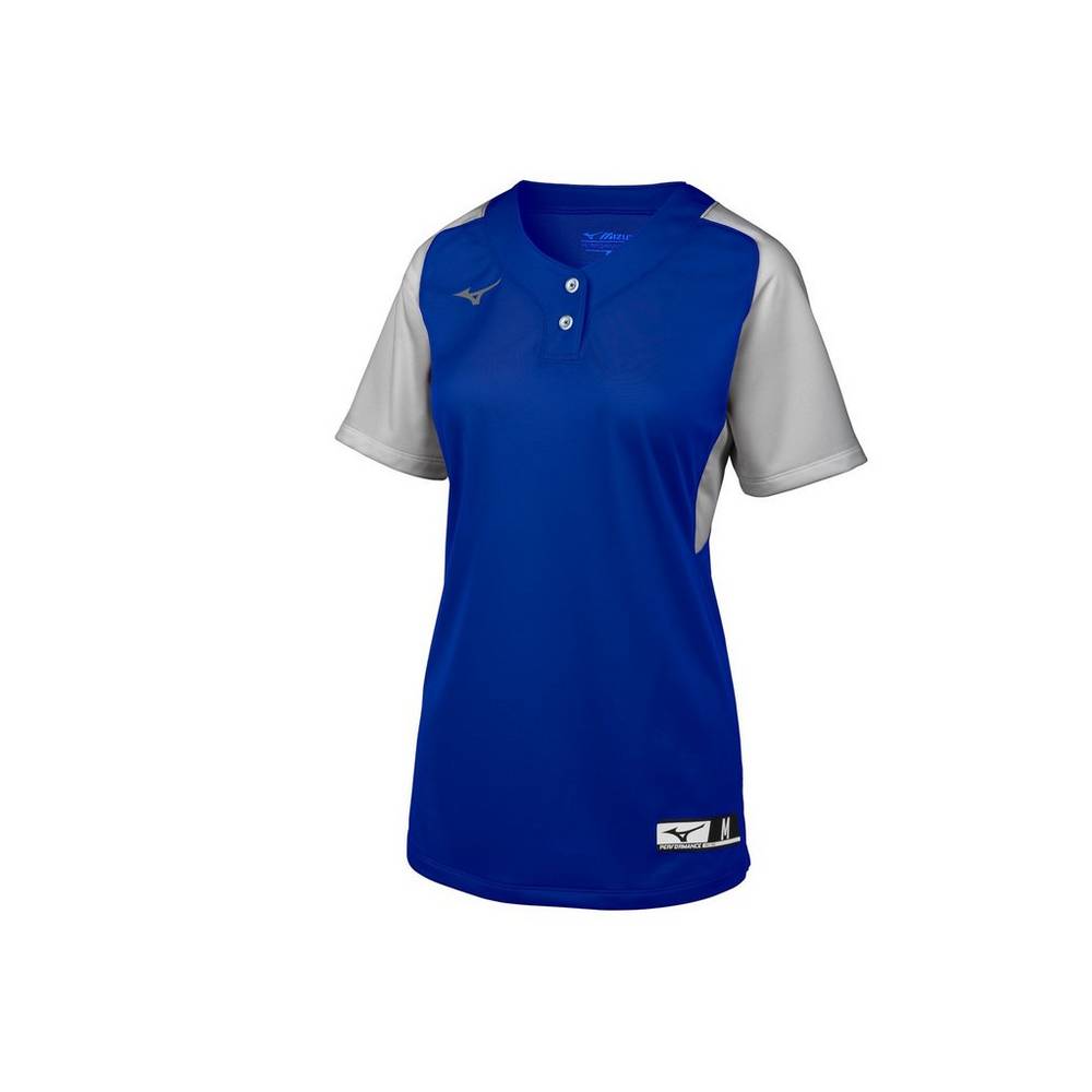 Jerseys Mizuno Aerolite 2-Button Mujer Azul Real/Gris Ofertas DVWE-93712